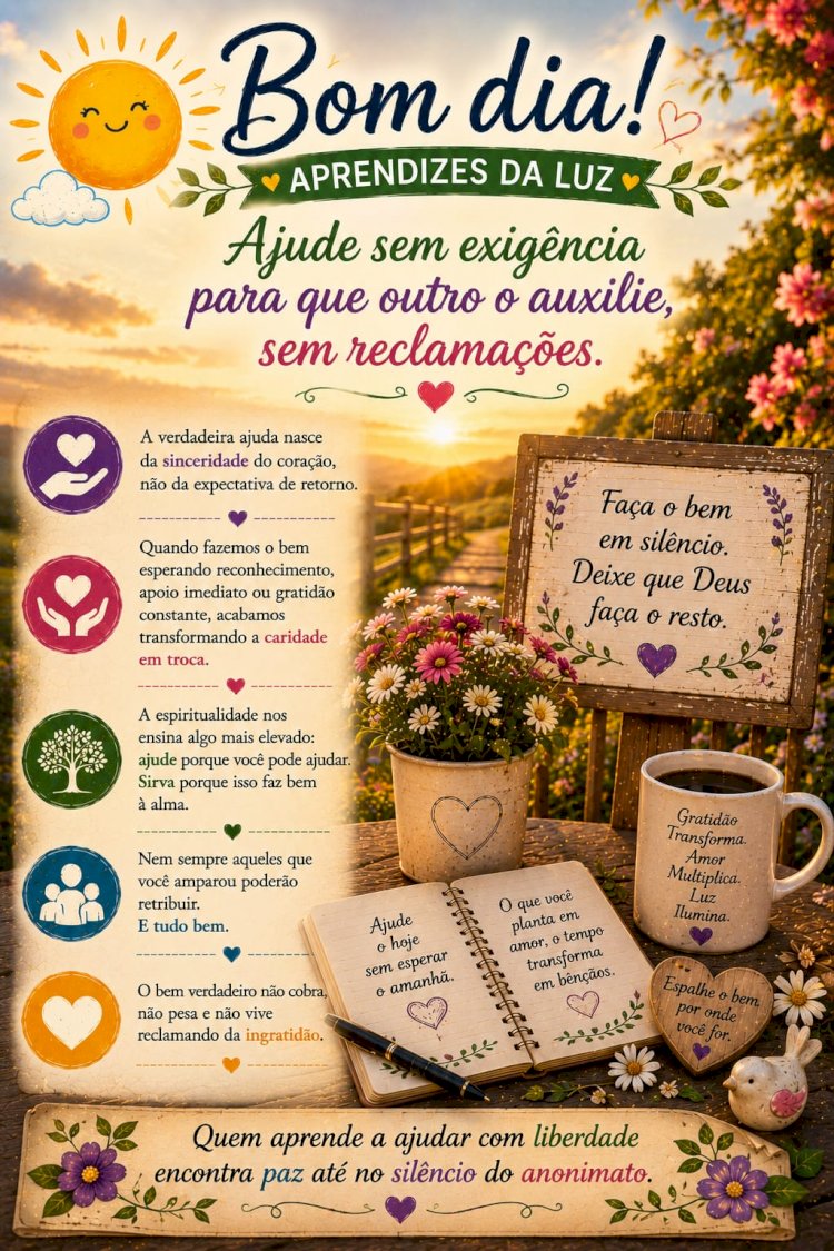 Ajude sem exigência para que outro o auxilie, sem reclamações.